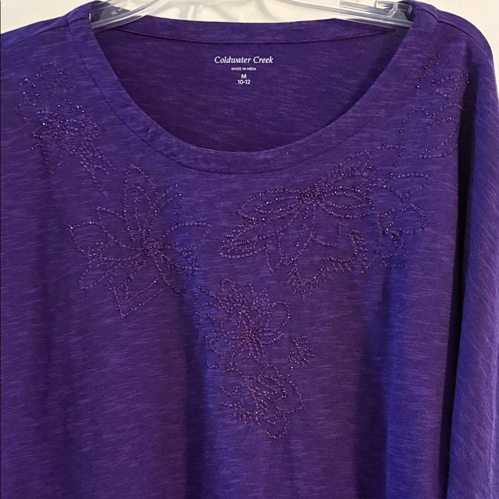💜  Cold Water Creek Beaded Knit Top